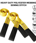 Two-pack eye-to-eye lifting straps, 2-inch by 6-foot, yellow polyester webbing with black end sleeves