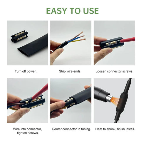 Heavy Duty Direct Burial Splice Kit For 14/3 To 8/3 UF Cable. Perfect Underground Wire Repair With Heat Shrink Tube. Easy Outdoor Electrical Fix For Lights And Pools. Solid 600V Connection That Stays Tight And Dry In The Dirt Without Replacing Your, install steps