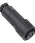 All Plastic 7 Pin Proportional Valve Connectors Featuring Rock Solid Female Plugs For Hydraulic Solenoid Connections And Industrial Machinery Built Super Tough, durable black housing.