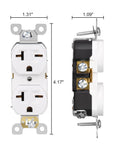 Dimensions of Duplex 20 Amp 250 Volt Wall Outlet Straight Blade Receptacle 2 Pole 3 Wire 6-15R 6-20R White 10 Pack