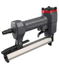 Lightweight 18 Gauge Pneumatic Brad Nailer Featuring A Durable Aluminum Frame And Reliable Trigger Action, side view.