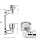 1080 Degree Rotating Aerator Extender For Kitchen And Bathroom Sink Faucets Universal Splash Filter Water Nozzle Adapter Bubbler Extension showcasing dimensions in millimeters