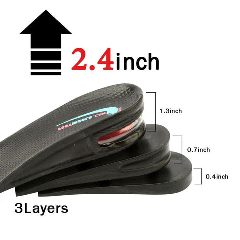 Height Boost Shoe Inserts With 3 Adjustable Layers For Men And Women, 2.5 Inch Lift, Discreet Natural Looking Elevation, Air Cushioned Heel Caps For All Day Comfort And Impact Absorption