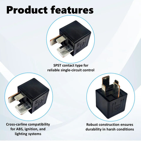 Image showing Plug-In Mini ISO Relay General Purpose 12V DC 70A Four Pin Automotive Relay with SPST contacts and robust construction.