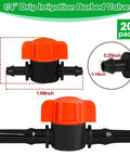 20 Pack One Quarter Inch Drip Irrigation Valve Fittings With In Line Shut Off Valves Barbed Connectors diagram