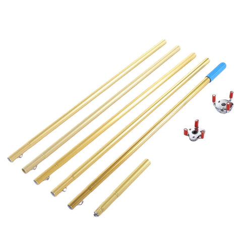 Extendable Smoke Detector Removal Tool With Heavy Lift Aluminum Pole Reaching Seventeen Feet, shown with multiple pole sections and connectors.