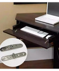 Foldable Flush Hatch Hinges For Flip Style Tables And Desks Sewing Machines And More 10 Pack shown on keyboard tray desk