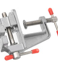 Go To Compact Mini Bench Vise For Jewelry Making And DIY Repairs Space Saving Metal Clamp With 36mm Opening and red handles