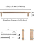 Diagram showing Champagne Bronze Knurled Cabinet Handles Set, 30 Pack, with dimensions of 6-1/4 Inch (160mm) and screw details.