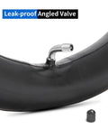 Close-up of 14x2.125 Butyl Bike Inner Tube with CR202 Bent Valve Stem and cap, highlighting leak-proof angled valve.
