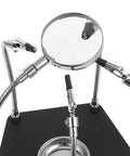 Dope Soldering Helper Hands with adjustable clamps, PCB holder, multi-angle platform, and magnifying glass on a black base