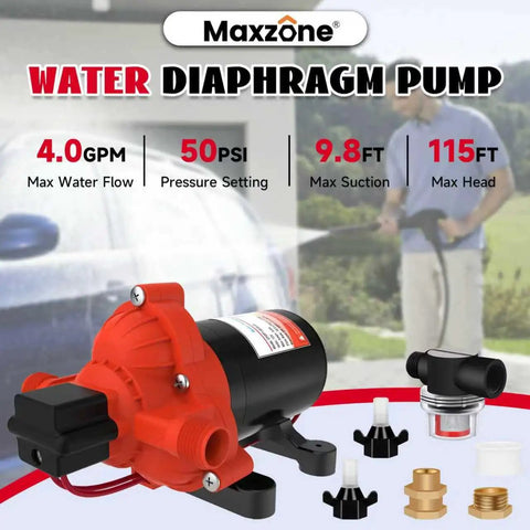 12V DC Fresh Water Diaphragm Pump For RVs And Boats On Demand Self Priming 4.0 GPM At 50 PSI Workhorse Water Pump