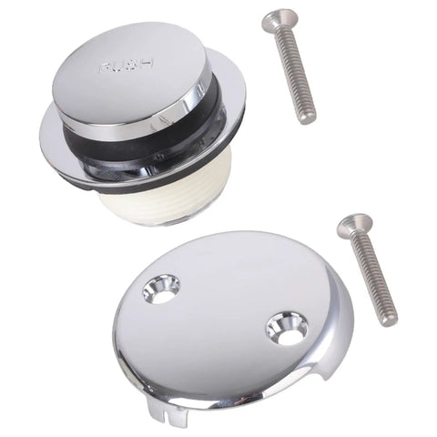 Fentency Stainless Steel Bath Tub Drain Replacement Set Drain Assembly with push button and screws for easy installation.