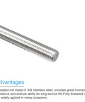 Beefy Heavy Duty M12 X 400mm Fully Threaded Rod 1.75mm Pitch 304 Stainless Steel Right Hand Threads Bar Studs for Fastening Mounting