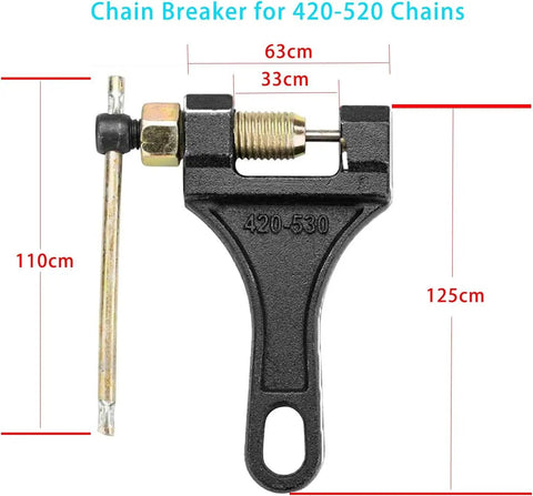 Chain breaker tool for 420 Motorcycle Chain With 132 Links And Chain Breaker Heavy Duty Compatible With 50Cc To 212Cc ATVs And Dirt Bikes