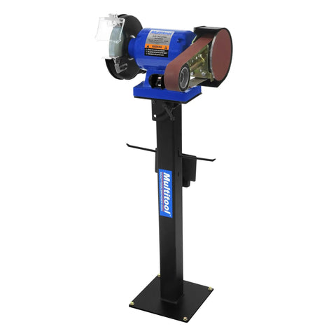 Heavy Duty Industrial Belt Grinder With Kickass 1 Hp Motor And Tilting Stand on sturdy floor stand for metal polishing.