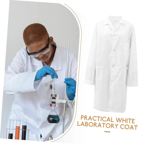 Men's White Lab Coat With Long Sleeves Doctor Uniform For Medical Students And Professionals Breathable Comfortable Clinical Coat