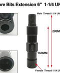 Image showing a Six Inch Extension Rod For Core Drill Bits With One And Quarter Inch UNC Thread, Hollow Shaft For Water Flow.