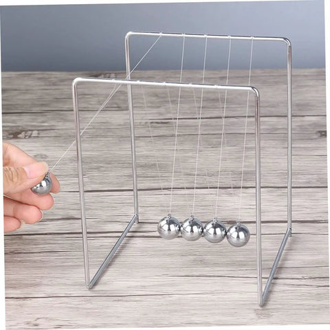 Must Have Pendulum Frame Physics Desk Toy For Learning And Decor, Cradle Style Science Education Gadget in silver metal