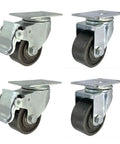 Heavy Duty Cast Iron Caster Wheels For Furniture And Home Workshop, Super Rugged Plate Swivel Casters With Parking Brake, two inch rolling bundle design.