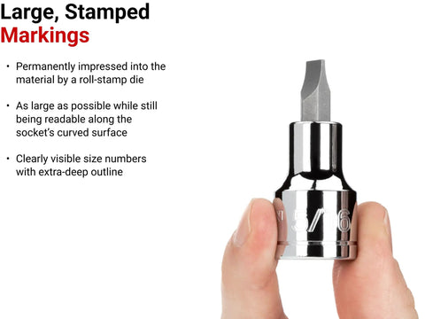 1/2 Inch Drive Slotted Bit Socket With S2 Steel Bit Press Fit For A Tight No Loosen Connection Machined Tip With Parallel Flat Faces