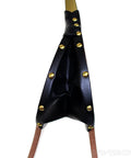 Fire Up The Backyard With This Heavy Duty Wood Fireplace Bellows And 15.5 Inch Air Blower showing a black leather strap detail with gold studs.