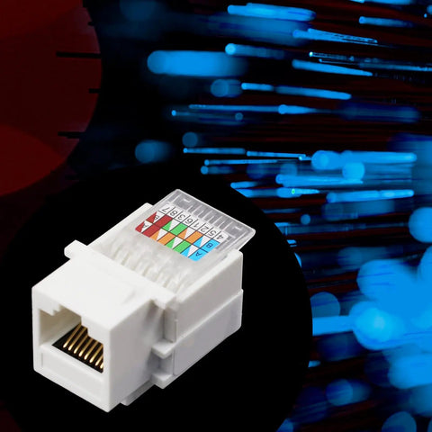 Toolless Keystone Jack Connector Adapter For Cat5e Ethernet LAN Cables 8P8C RJ45 Modular Jack with color-coded wiring scheme