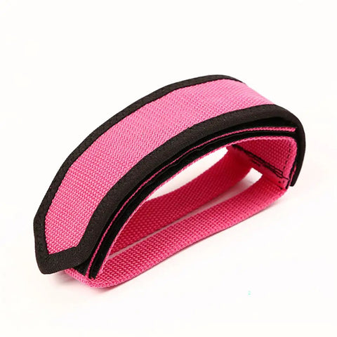Pink universal bike pedal straps with nylon tape easy install toe pedal straps for secure foot grip lightweight durable nylon construction.