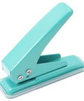 Green Grab And Go Handheld One Quarter Inch Hole Punch for up to twenty sheets, metal hole puncher with skid-resistant base.