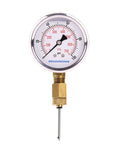 Brass Gauge Adapter With One Quarter BSP Female Fitting And Stainless Steel Probe Two And Half Inch Overall Length With A One Point Four Inch Probe Plumbing HVAC Pressure Gauge Fitting Kit Up To One Thousand Psi From Minus Forty To Three Hundred Two