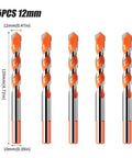 Top Shelf Tungsten Steel Glass Tile Punch Drill Bit Set That Crushes Through Concrete And Cement With Five Piece Assorted Size Range. 5 pieces of 12mm drill bits.