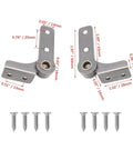 2.0 Nm Torque Shaft Hinges With Adjustable Damping For Cabinets, Doors, Windows, And Foldable Tables, 304 Stainless Steel L Shaped Locking Hinge Pair Includes 2 Hinges And 10 Screws with measurements shown