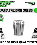 Ultra Precision Spring Collets For CNC Milling And Lathe, 0.0001in TIR, Wide Clamping Range 0.02 To 0.039in, ER20 Collet System