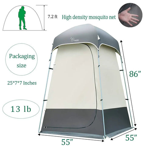 All In One Portable Outdoor Shower Tent Changing Room Privacy Shelter For Camping And Hiking camping hack, mesh vent, 86" tall