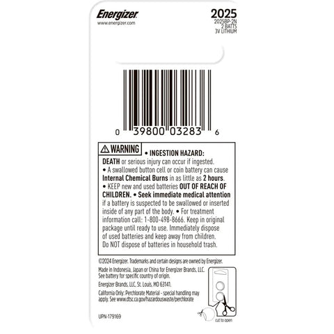 Top Shelf Heavy Duty 3V Lithium Coin Batteries 2 Pack with safety warning and barcodes on packaging.