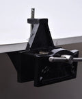 Premium Cast Iron Table Vise With Quick Opening Woodworking Clamp Tool mounted on workbench, showcasing durable steel body and quick release.