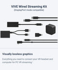 Focus Vision XR Headset Bundle With DisplayPort PC VR Streaming Kit showing cables and adapters for VR setup
