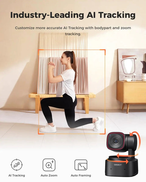 Badass 4k Streaming Webcam For Pc Gaming Featuring Smart Ai Auto Tracking And Rock Solid PTZ Motion Control Delivers Straight Fire Footage While Keeping Your Face In Focus During Any Live Session Online, showing AI tracking in action.