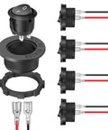 Beefy Five Pack Round Rocker Switches With Wiring Harness SPST 2 Pin Pre Wired Waterproof Toggle Switches 20mm 12V DC