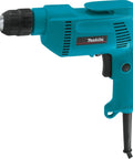 Side view of Powerful 4.9 Amp 3/8 Inch Drill With Variable Speed 0-2500 RPM Keyless Chuck Large Trigger Teal Finish Quiet Operation