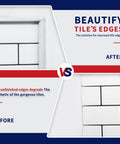 Before and after of 10 Ft Flexible Peel And Stick Trim Molding For Backsplash Edges Self Adhesive Wall Trim For Corner Decor installation