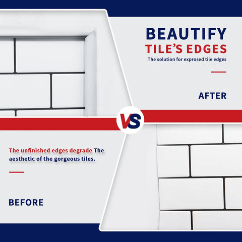 Before and after of 10 Ft Flexible Peel And Stick Trim Molding For Backsplash Edges Self Adhesive Wall Trim For Corner Decor installation