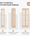 Installation steps for Double 30 By 80 Inch Bifold Barn Door With Tempered Frosted Glass And Solid Wood Space Saving Closet Door Kit