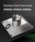 Square Fume Hood for Welding and Cutting, Stainless Steel Construction, 150mm Inlet, shown from top angle.