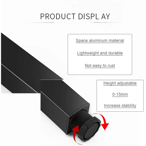 Adjustable Square Aluminum Furniture Legs 12 cm Tall 4 Pack Black Cabinet Feet For Kitchen Living Room Bedroom Desks Tables Built Tough Supports Up To 200 kg Three Point Five Millimeter Thick Tubing Powder Coated Finish adjustable knob