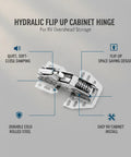 Hydraulic Flip Up Cabinet Hinge With Damping For RV Overhead Storage, Smooth No Slam Close, Cold Rolled Steel Door Hardware, 1 Pc