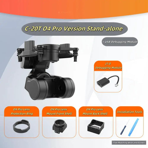 Three Axis FPV Camera Gimbal With Head Tracking And Pan Tilt Mount, C-20T Model, installation tools, lens protection parts