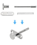 Heavy Duty Steel Plunger Latches 65 X 65 Mm Spring Loaded Cabinet Drawer Locks With Mounting Screws components layout including latch, spring, and screws.