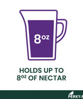 Illustration showing 8 oz capacity feature of Window Mount Hummingbird Feeder With Perches, 8 Oz Nectar Capacity, Three Feeding Ports.