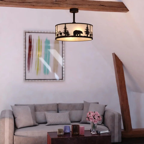 HomeStock Acadia 20-inch Indoor Ceiling Fan with Dimmable Light Kit and Remote Control in a cozy living room setting.